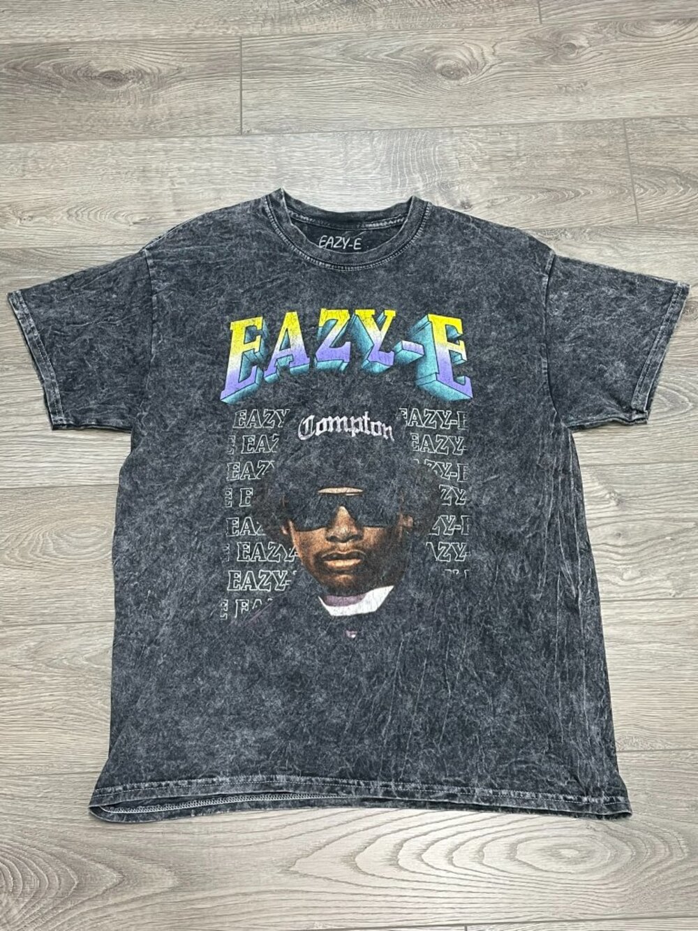 Eazy-E Compton Rap Graphic Tee Mineral Wash Vintage Style Hip Hop T-Shirt Size L